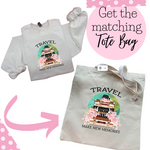 Load image into Gallery viewer, VINTAGE "TRAVEL - MAKE NEW MEMORIES" SAND CREWNECK SWEATSHIRT