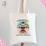 Load image into Gallery viewer, Organic Cotton Tote Bag - TRAVEL-MAKE NEW MEMORIES