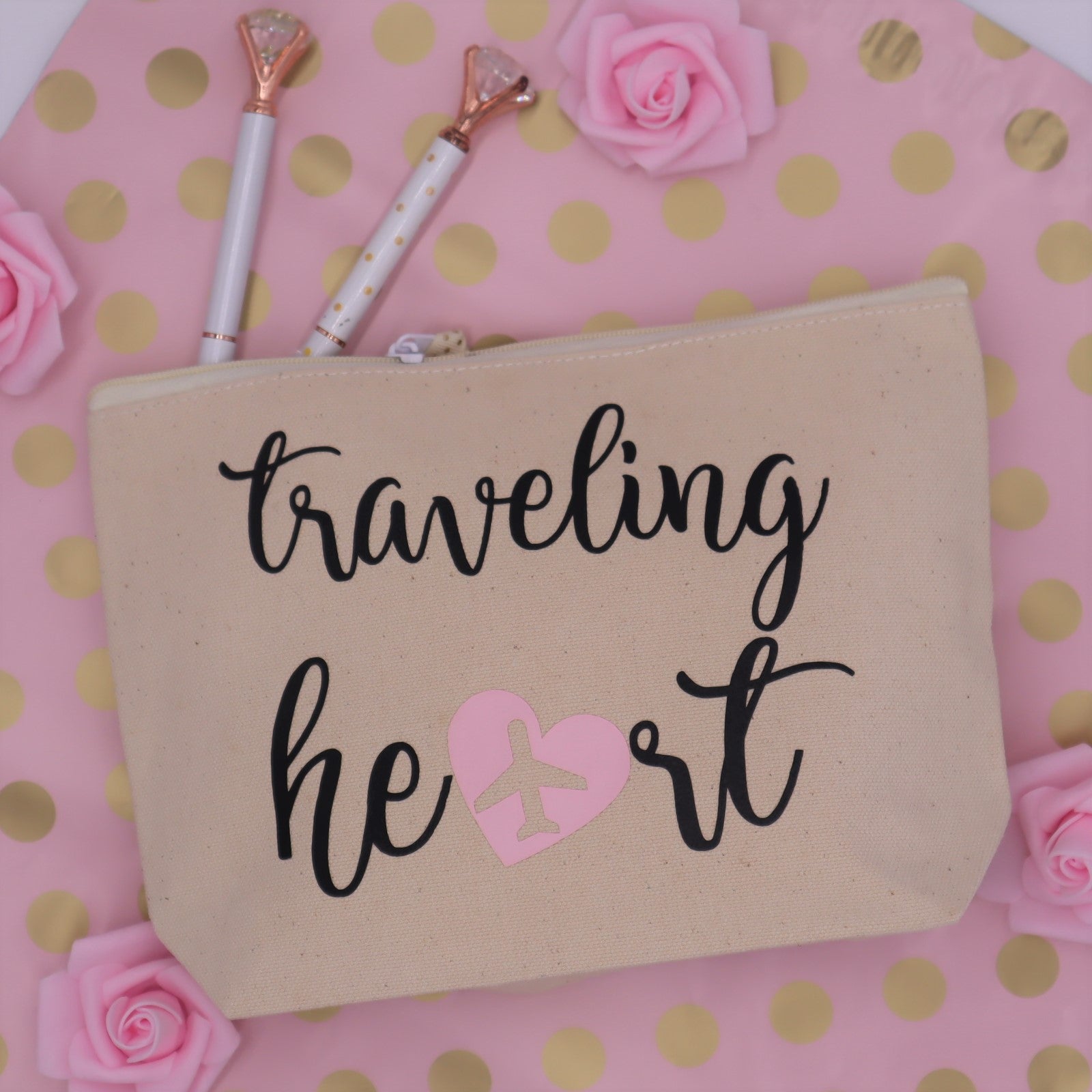 Travel Cosmetic Bag - Traveling Heart