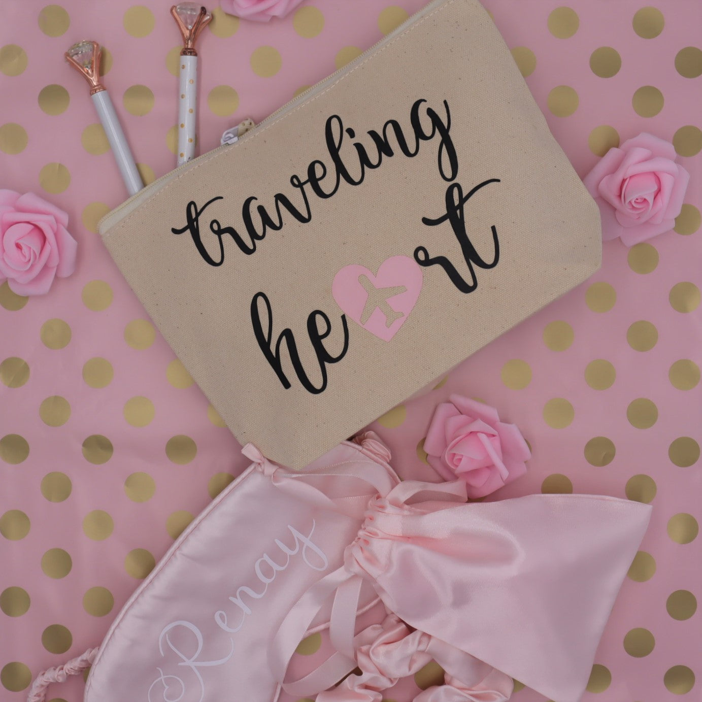 Travel Cosmetic Bag - Traveling Heart